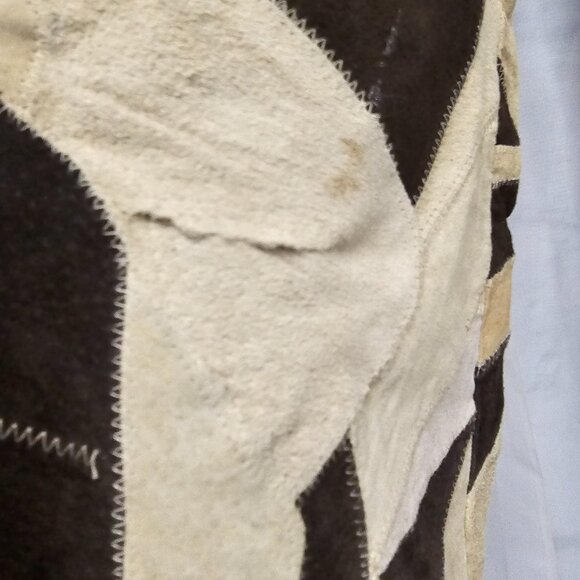 Hypoactive Tan Brown Patchwork Suede Flare Pants Hippie Boho 8 FLAWED - Picture 6 of 14